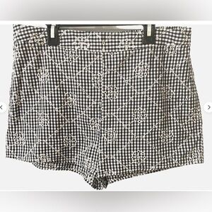 ASOS Black White Gingham Eyelet Shorts Size 6 Cottagecore Summer